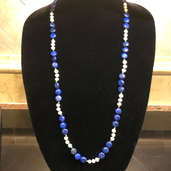 Jewelry - Beautiful Genuine Lapis Lazuli And Pearl Necklace